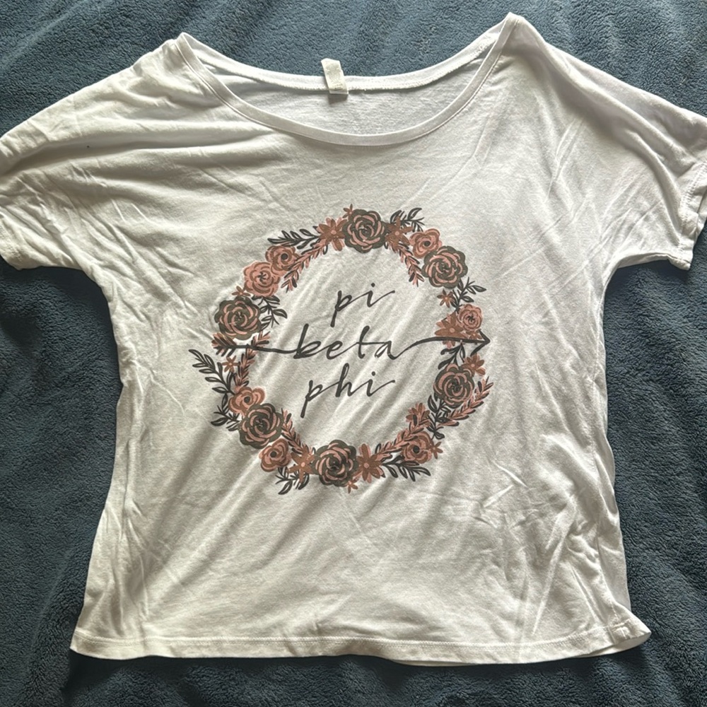 Floral White Pi Phi T Shirt